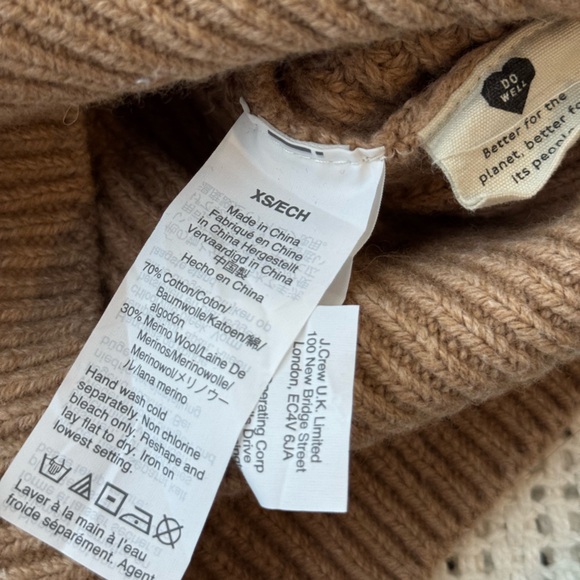 Madewell Women's Tan Merino Wool Cotton Sweater Size XS Bubble Sleeve - Picture 4 of 5